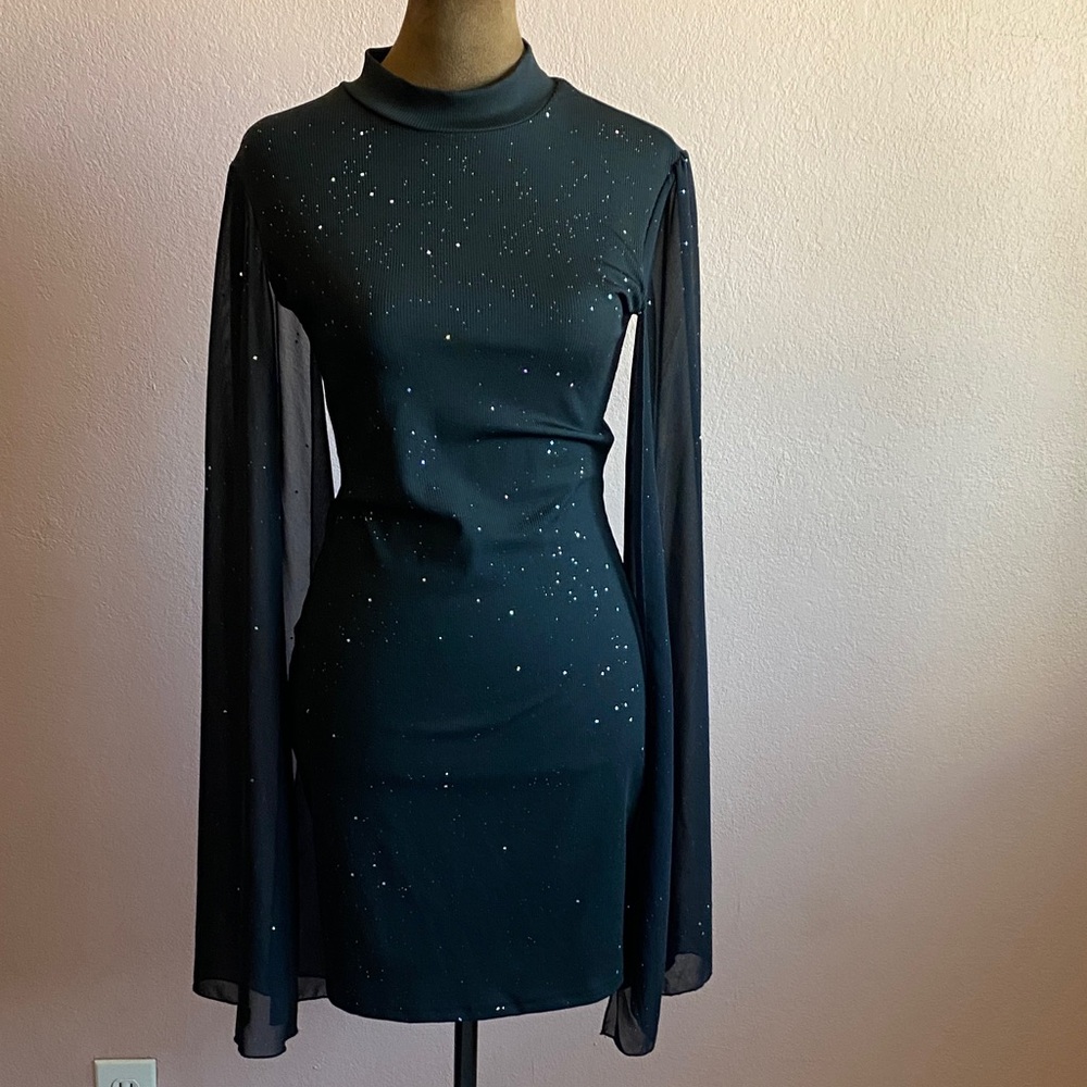 SHEIN Black Sparkle Long Sleeve Dress